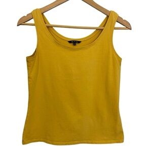 NIC+ZOE Cropped Tank Top Sz M Mustard Yellow Basic Staple Stretch Layering EUC